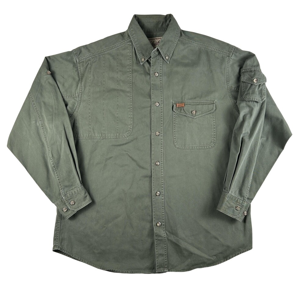 Vtg Woolrich Shirt Mens XL Twill Long Sleeve Button Up Outdoor Shooting Hunting